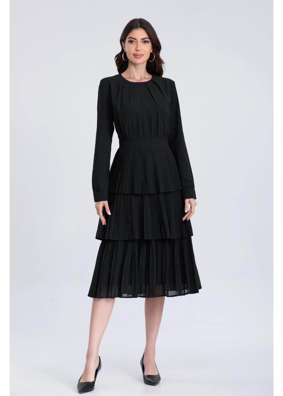 Black Pleated Tiered Dress 4252 – Ooh La La Boutique Black Pleated Tiered Dress 4252 – Ooh La La Boutique