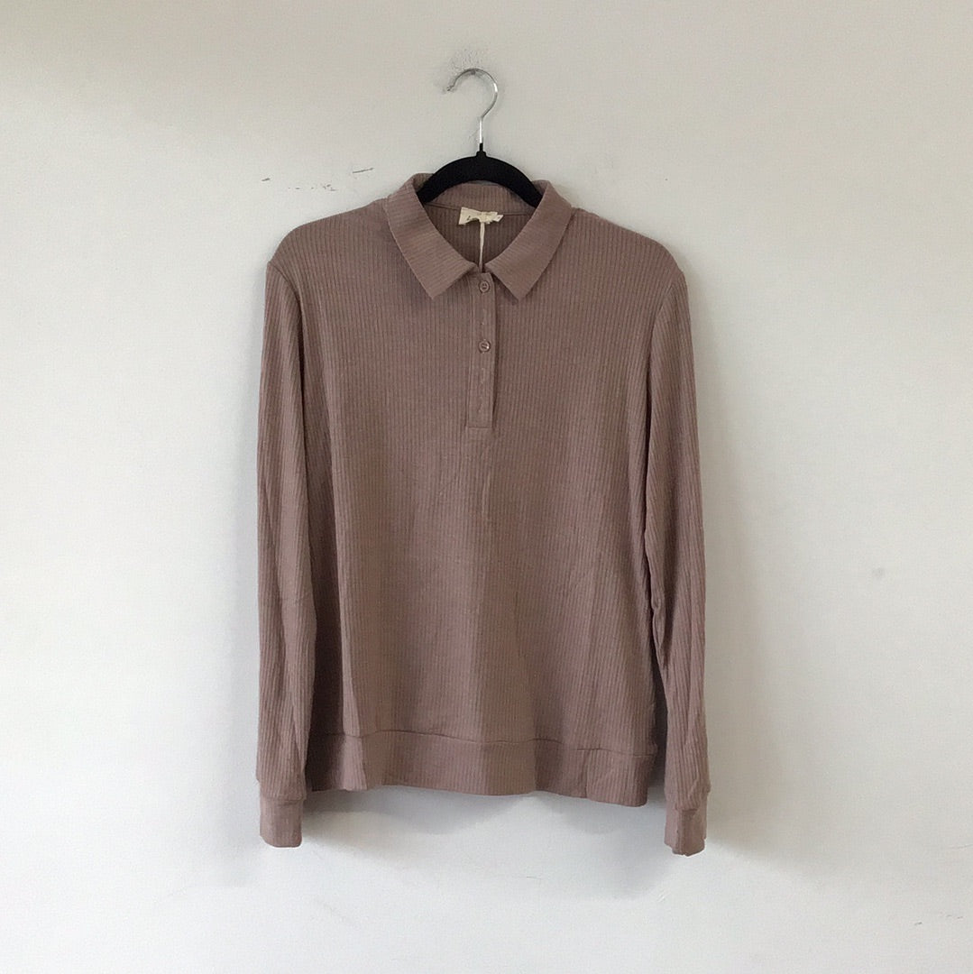 Ribbed Collar Henley 379