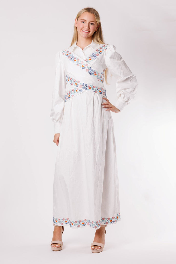 Embroidered Wrap Dress 095