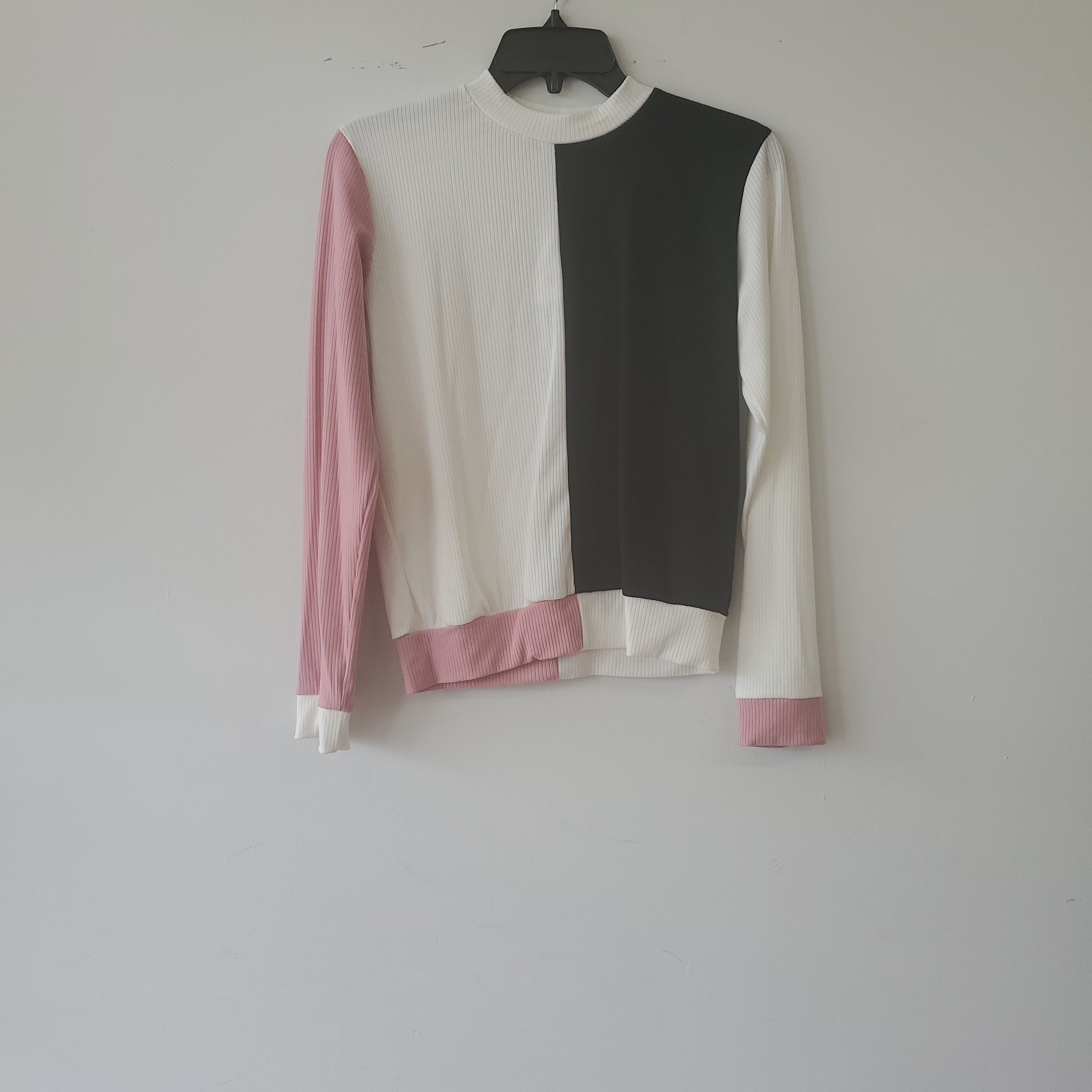 Ribbed Pink Colorblock Top