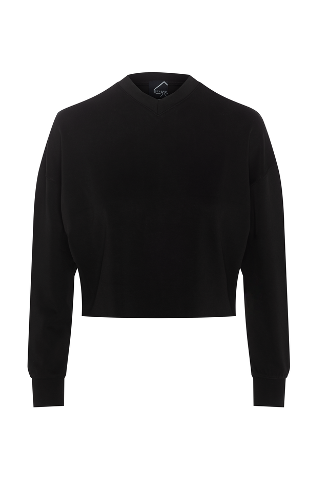 V Neck Cropped Sweatshirt 1792