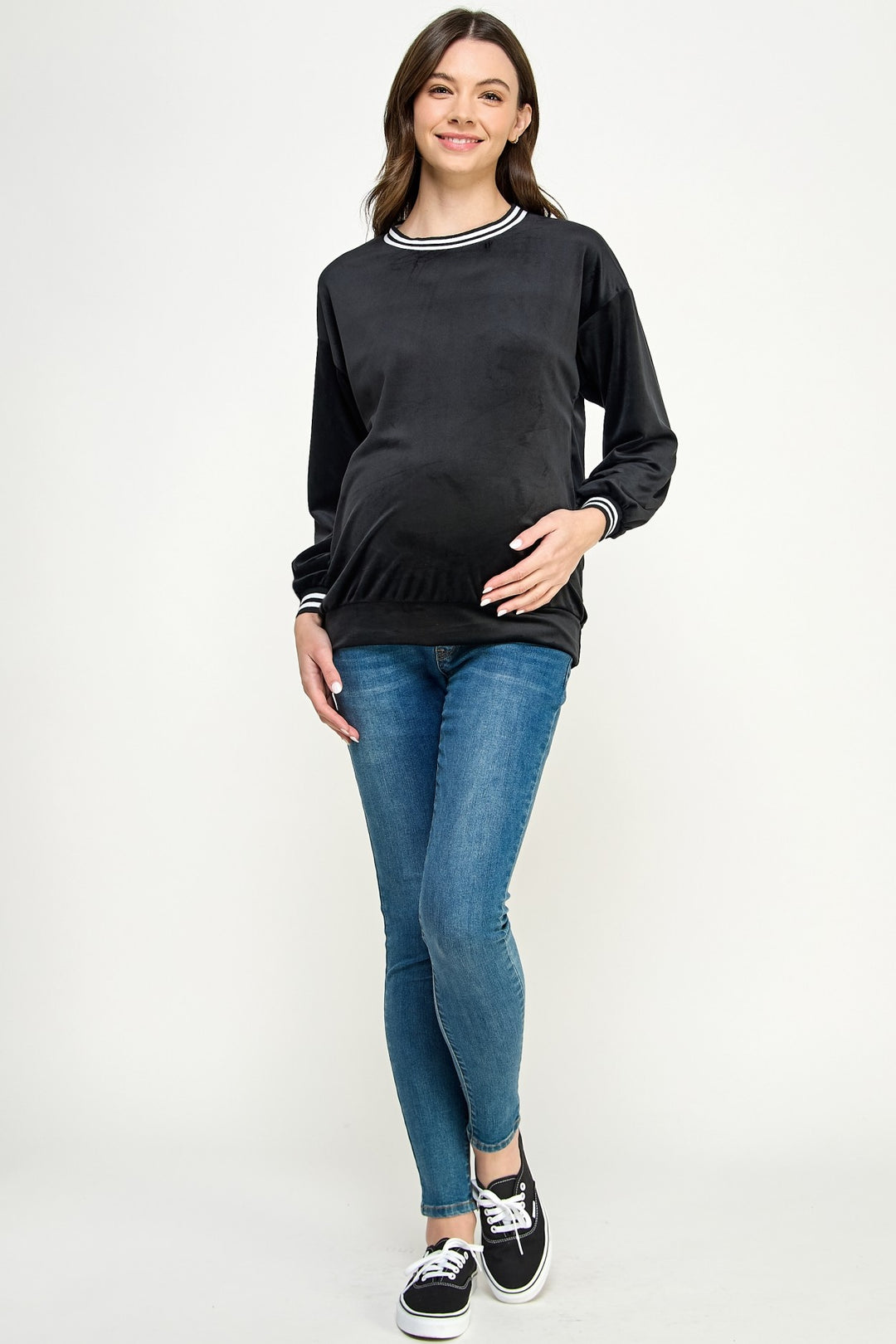 Maternity Velvet Crewneck Sweatshirt M2724