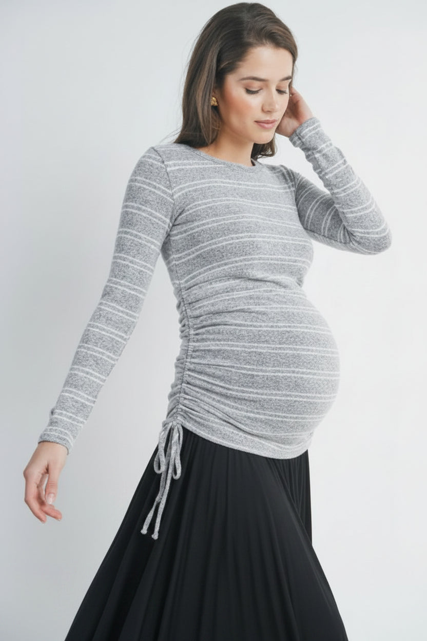 Grey Striped Top M2319