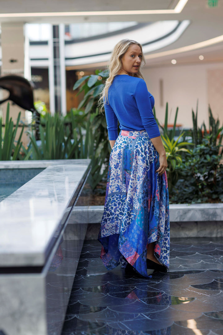 Royal Asymmetrical Print Skirt 098