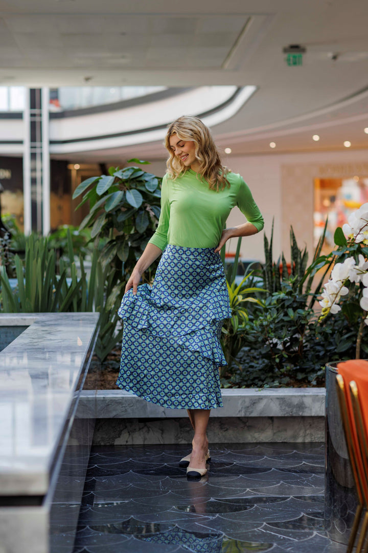 Aqua/Lime Tiered Skirt 105