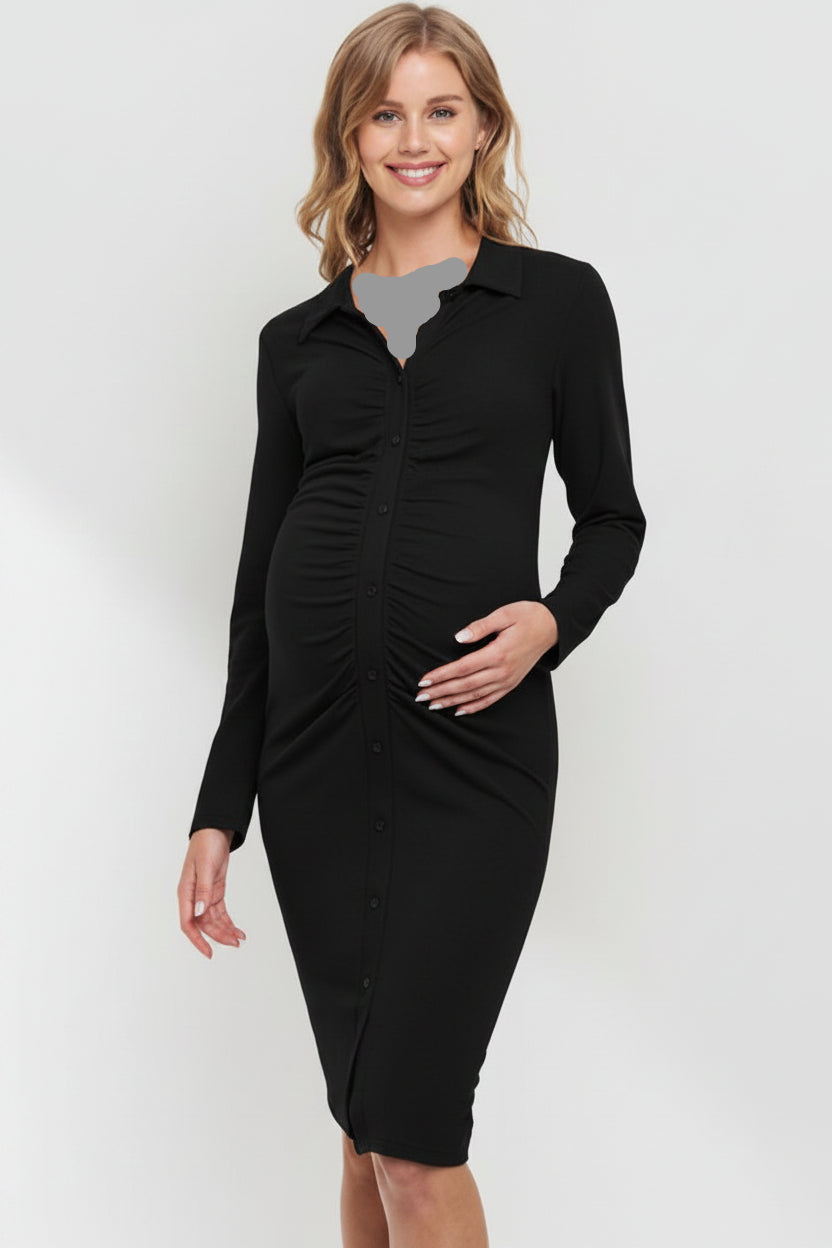 Button Down Ruched Dress M2548
