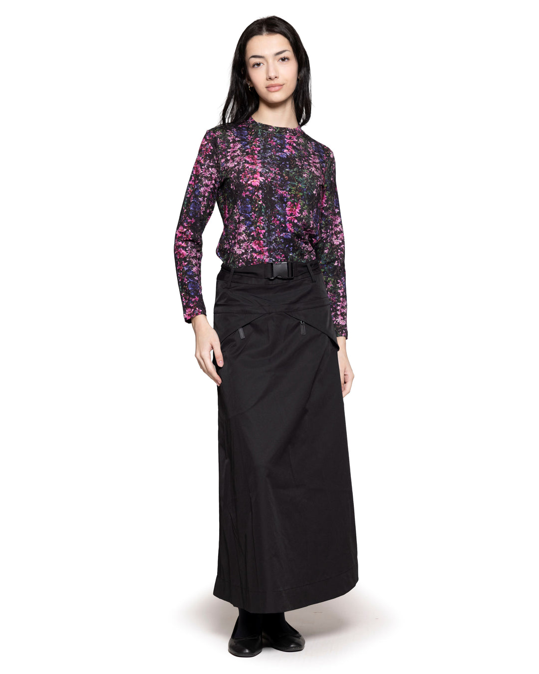 Floral Mock Neck by Illusion