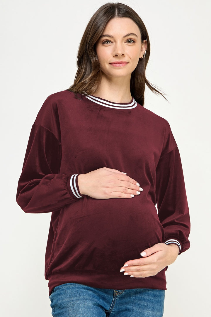 Maternity Velvet Crewneck Sweatshirt M2724