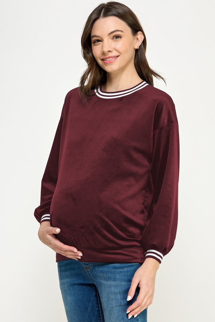 Maternity Velvet Crewneck Sweatshirt M2724