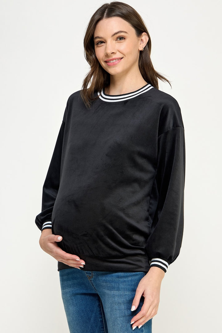 Maternity Velvet Crewneck Sweatshirt M2724