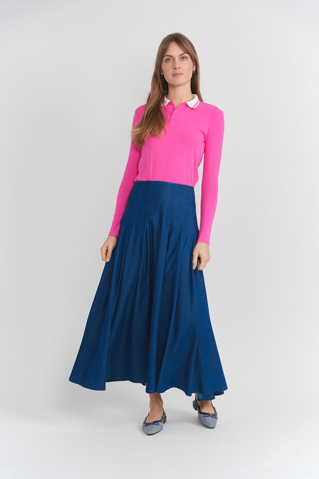 Midi Denim Pleated Skirt 2660
