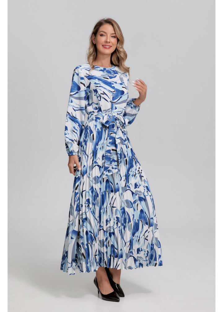 Blue Pleated Dress 4371