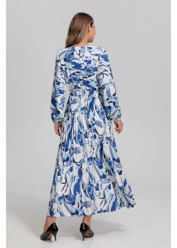 Blue Pleated Dress 4371