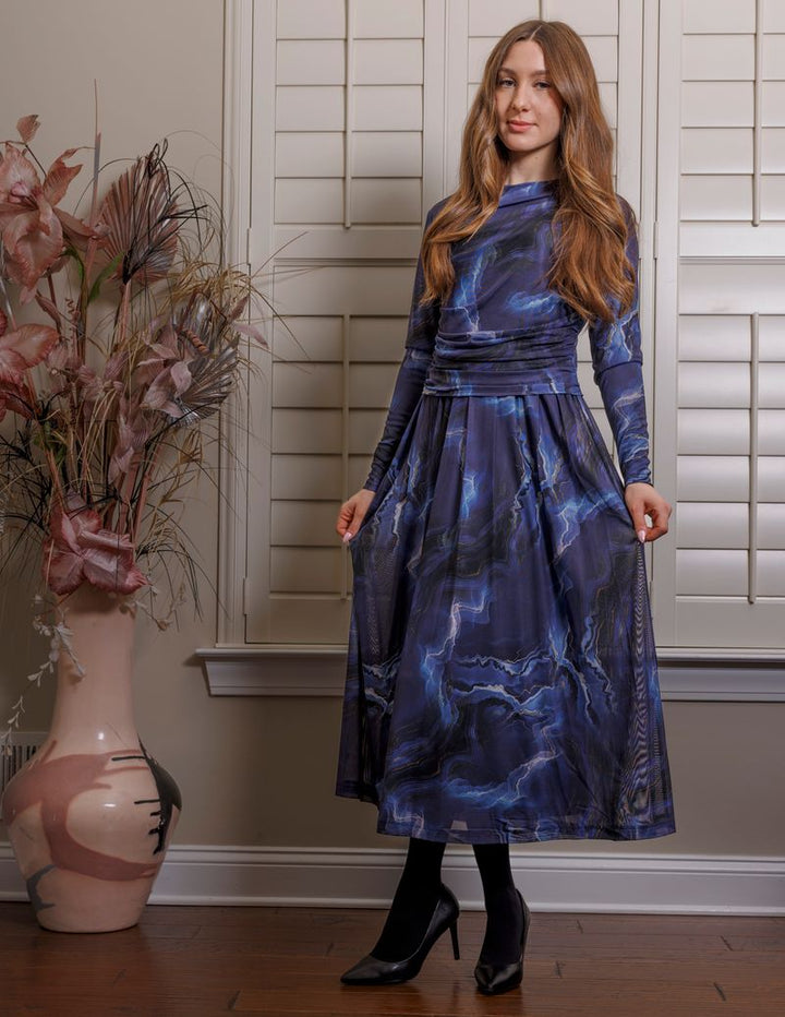 Natalie Blue Mesh Dress 517