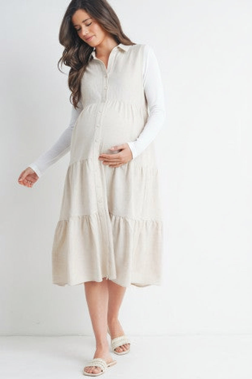 Tiered Maternity Jumper Dress M7034