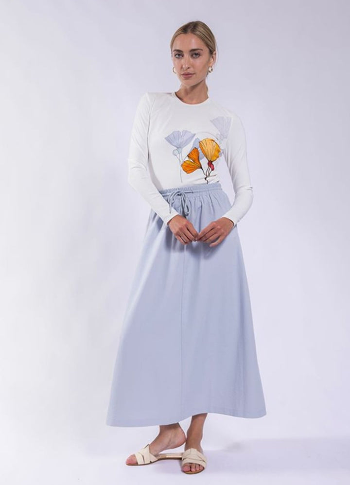 Ice Blue Drawstring Skirt 406 36"