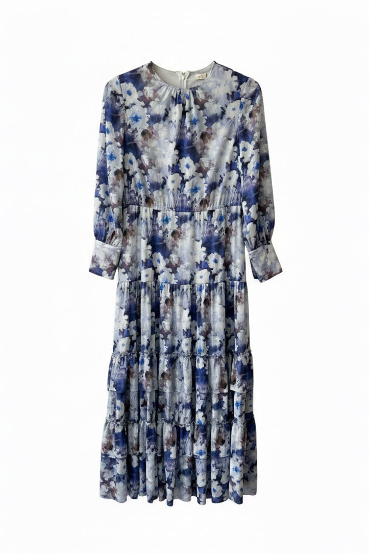 Mesh Print Drawstring Dress 001