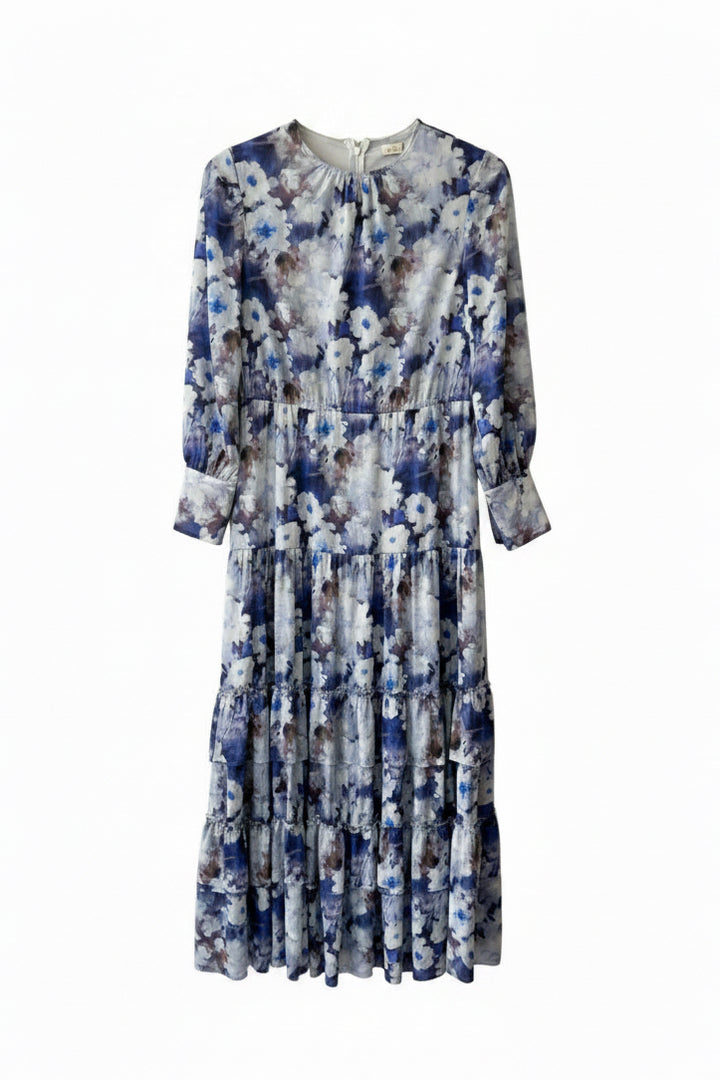 Mesh Print Drawstring Dress 001