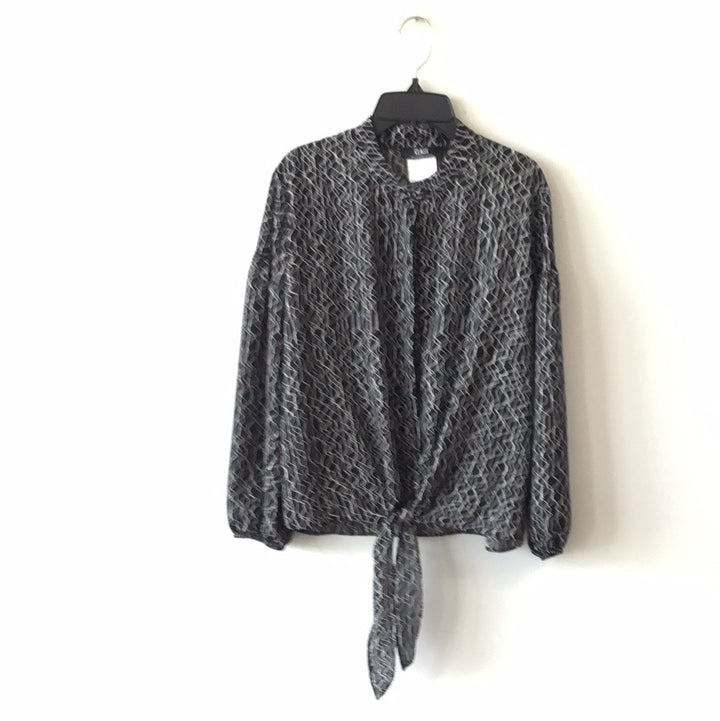 Geometric Tie Front Blouse