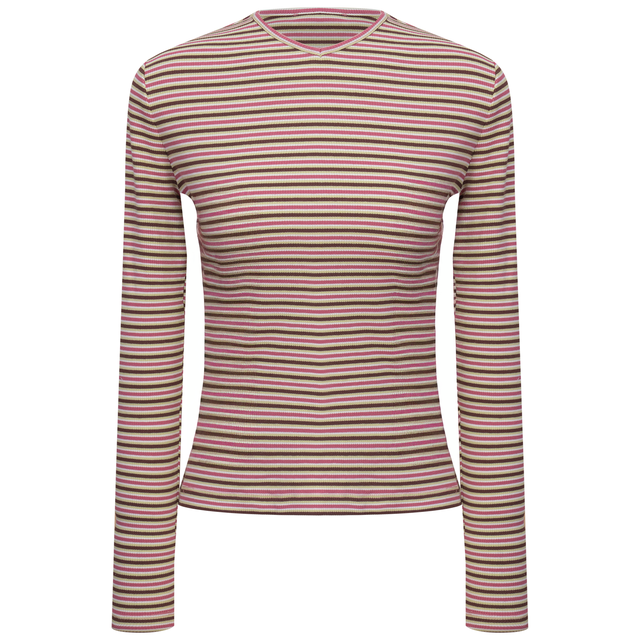 V Neck Dolman Striped Tee By DOT 2103