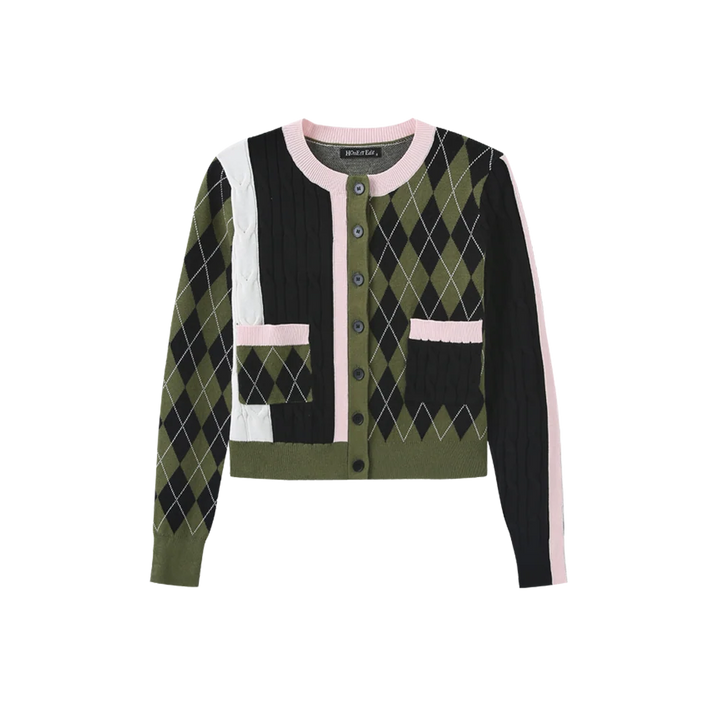 Argyle Knit Side Cable Cardigan