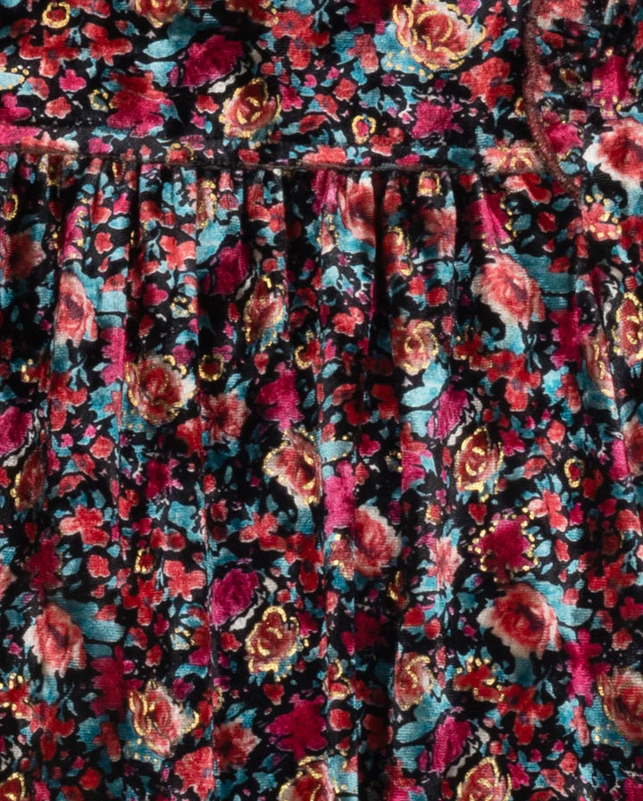 Velour Floral Tiered Dress