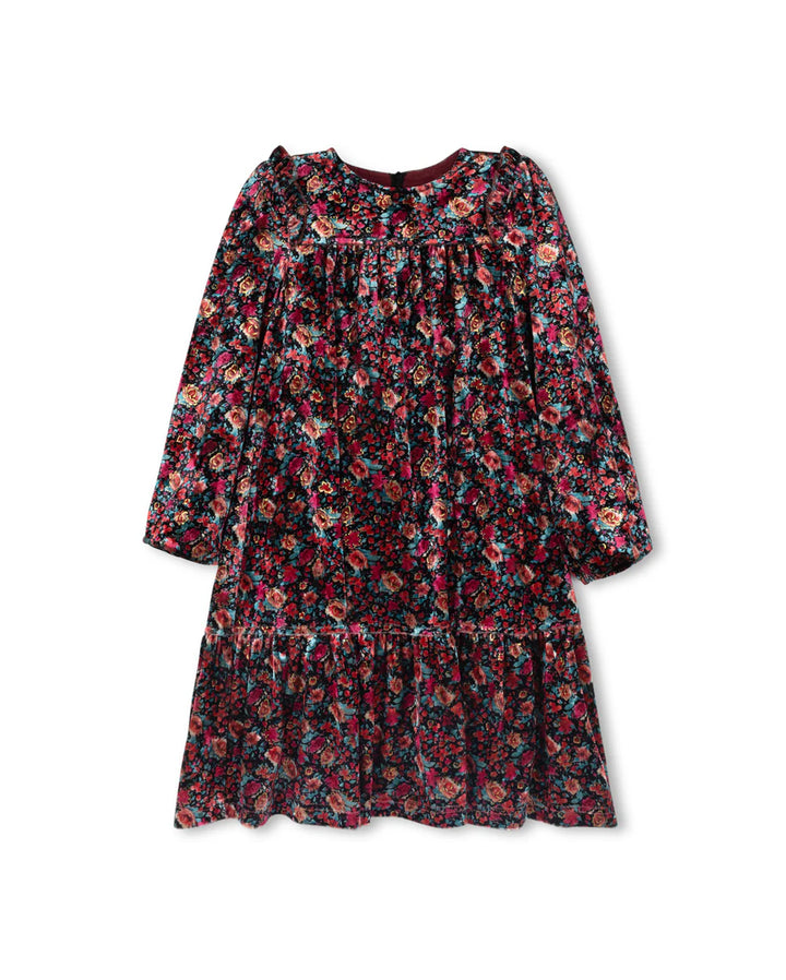 Velour Floral Tiered Dress