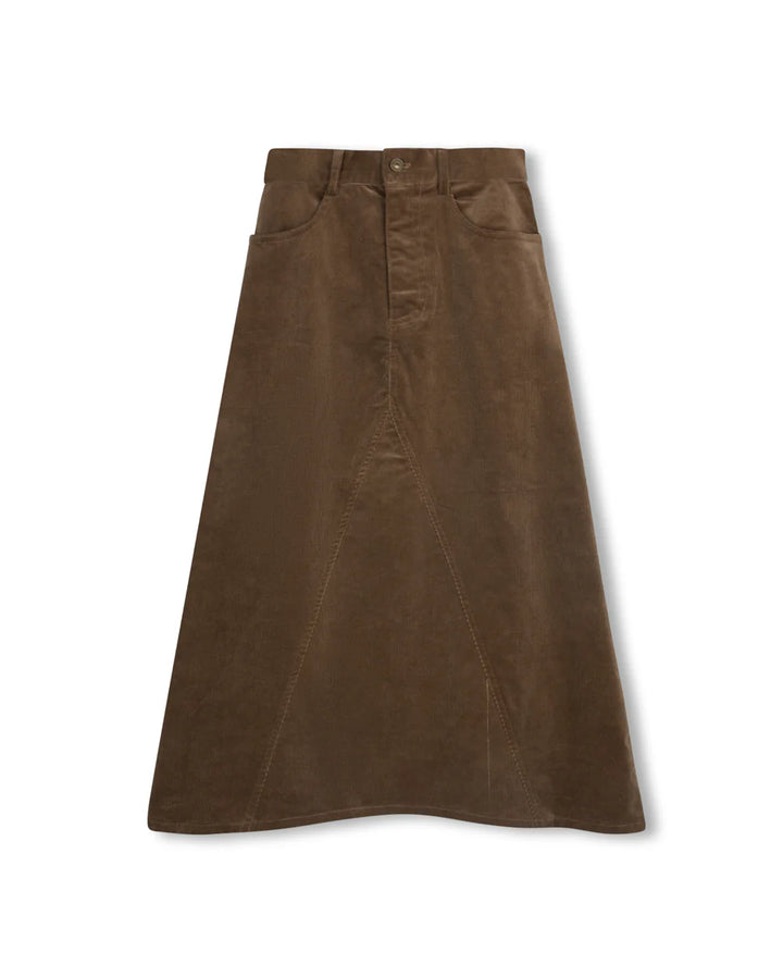 Faint Corduroy Fringe Hem Skirt