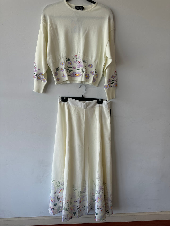 Knit Top Linen Skirt Set 323/321