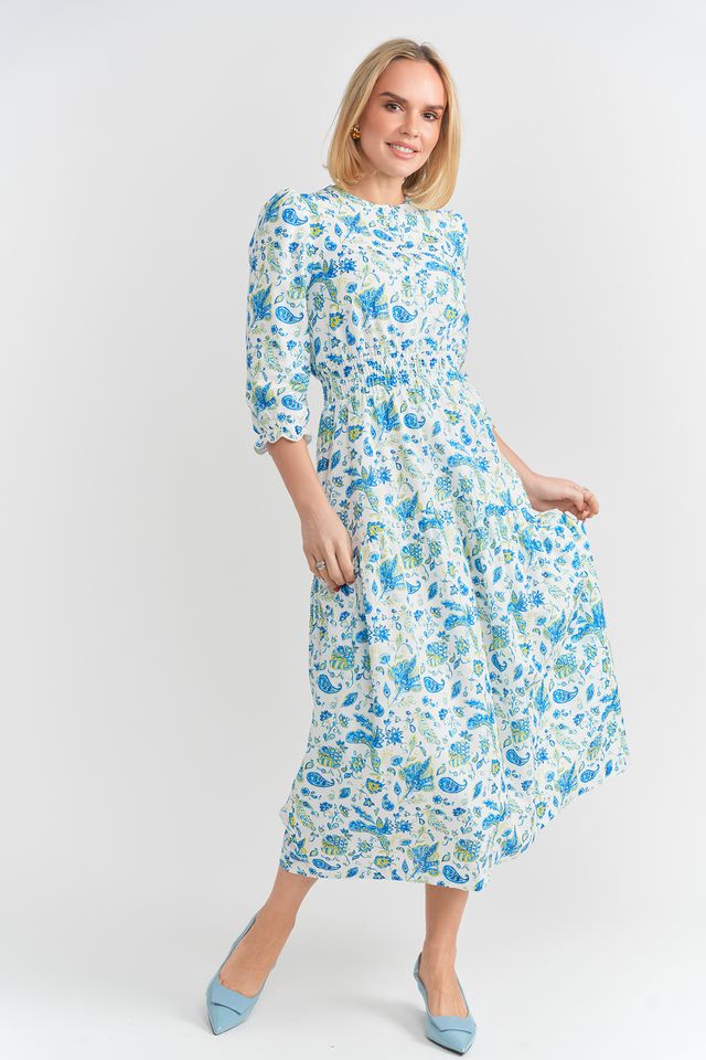 Scallop Sleeve Floral Dress 7342