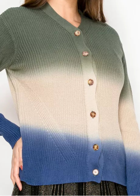 Dip dye v neck cardigan 4471