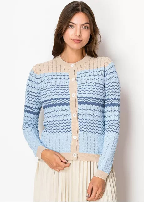 Blue Tan Zigzag Cardigan 479