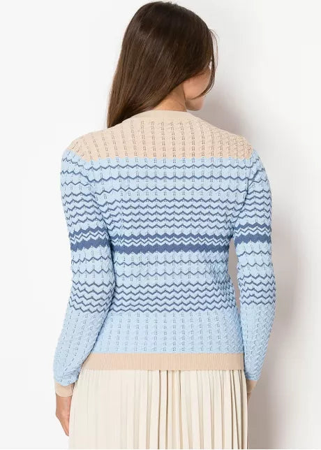 Blue Tan Zigzag Cardigan 479