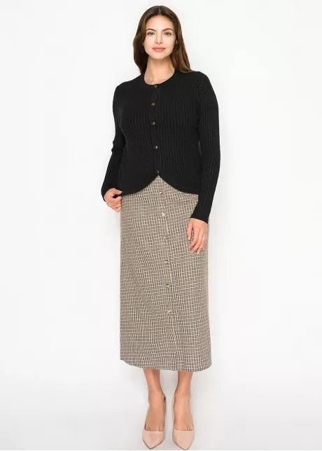 Black Textured Cardigan 4768