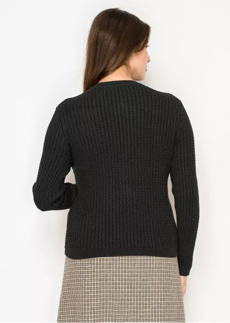 Black Textured Cardigan 4768