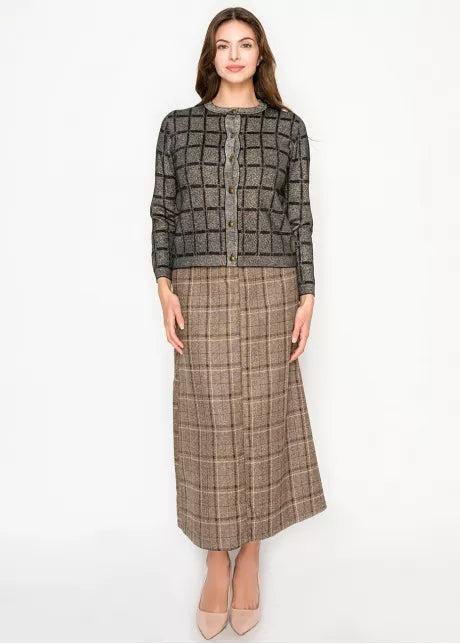 Lurex Grid Metallic Cardigan 4770