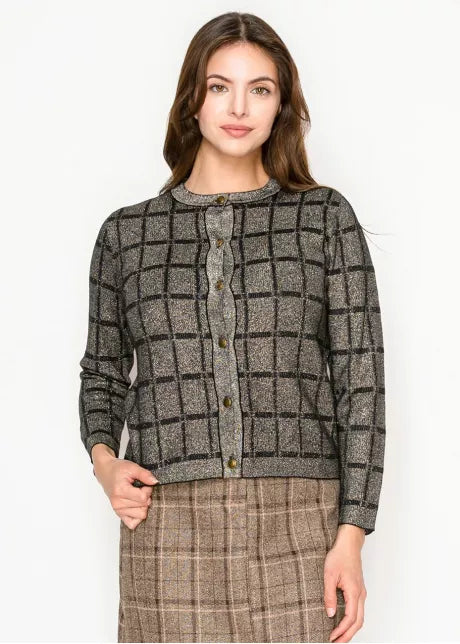 Lurex Grid Metallic Cardigan 4770