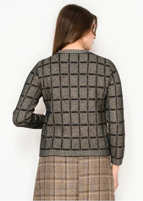 Lurex Grid Metallic Cardigan 4770