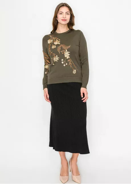 Olive with Floral Embroidery 5106