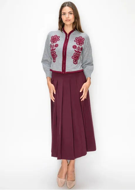 Embroidered Zip Cardigan 5186