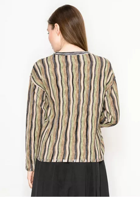Multi-Stripe Olive Sweater 5220