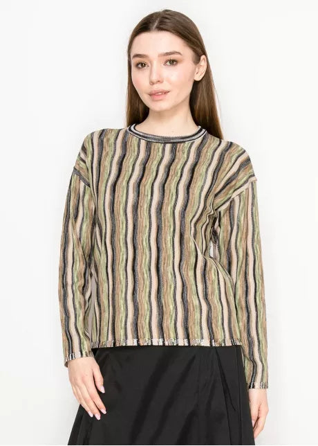 Multi-Stripe Olive Sweater 5220