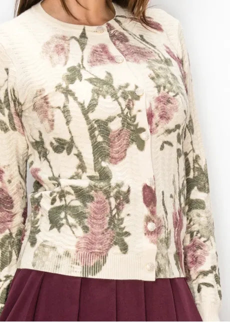 Floral Textured Cardigan 5344
