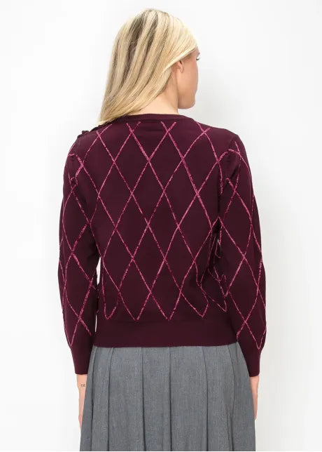 Burgundy Argyle Sweater 5740