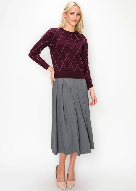 Burgundy Argyle Sweater 5740