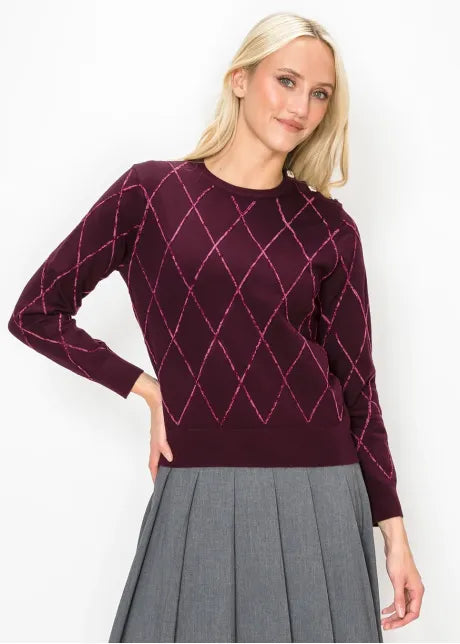 Burgundy Argyle Sweater 5740