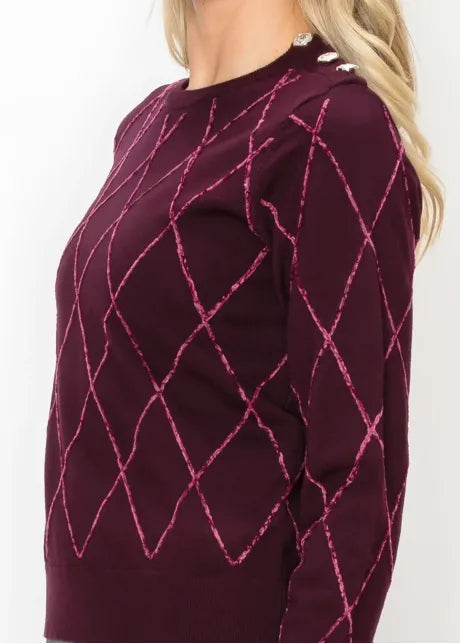 Burgundy Argyle Sweater 5740