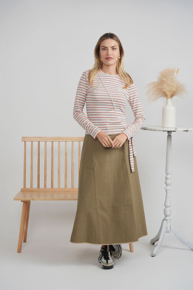 Striped Wrap Tee 2064