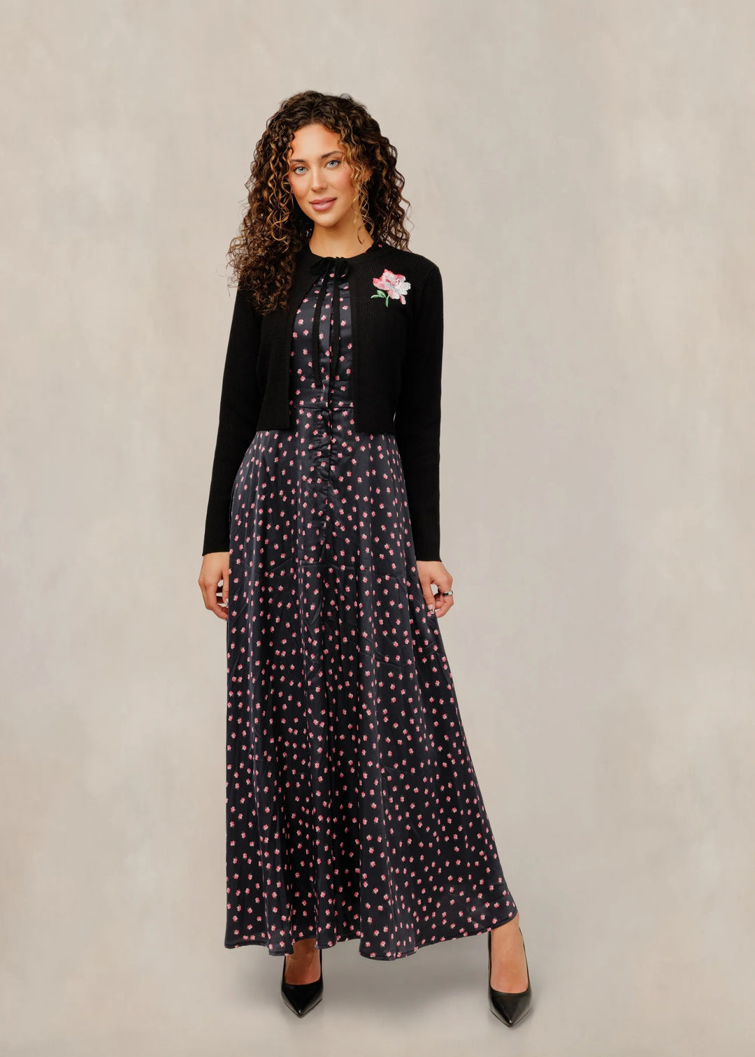 Mini Floral Jumper w/ embroidered cardi 915