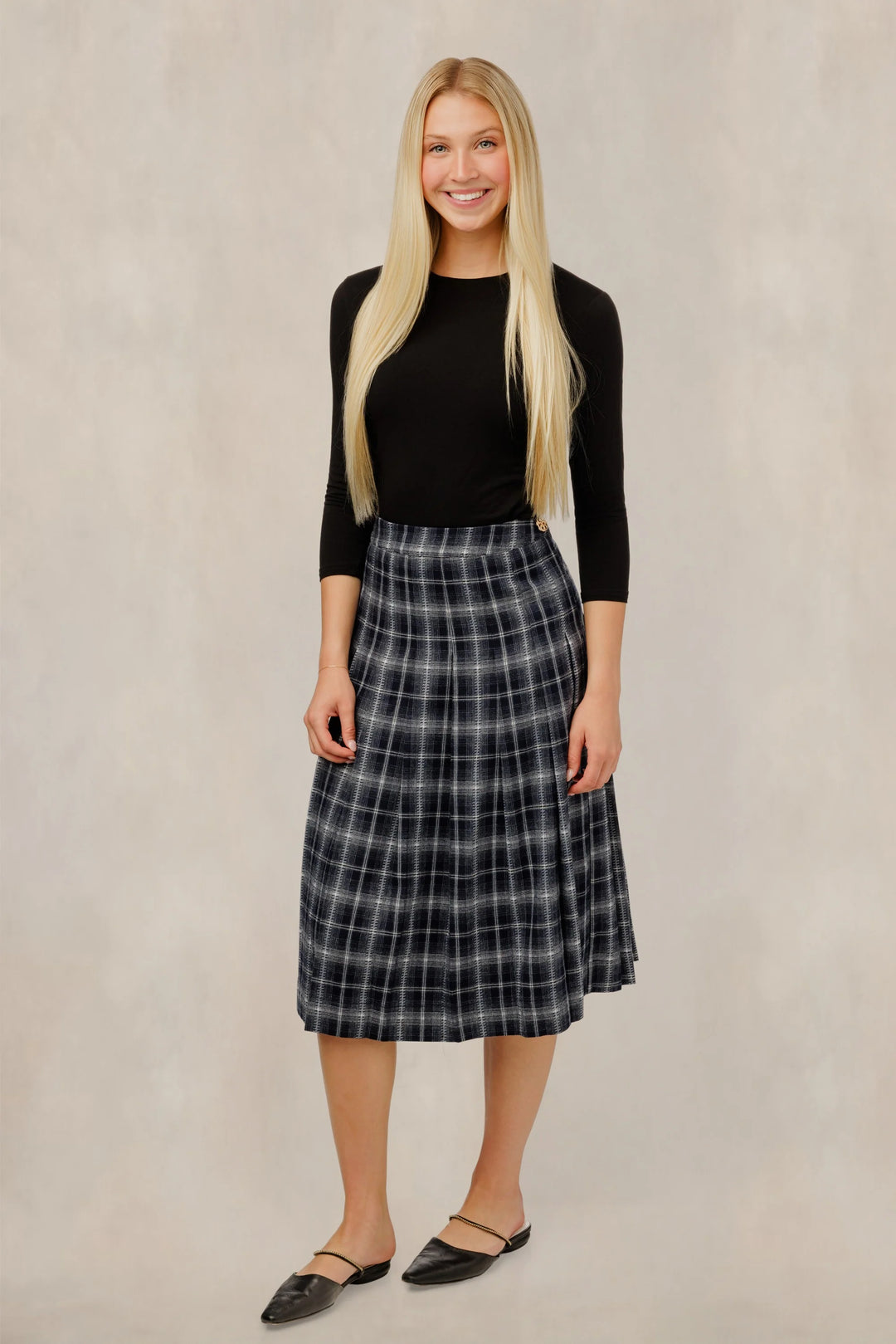 Plaid Midi Skirt 208